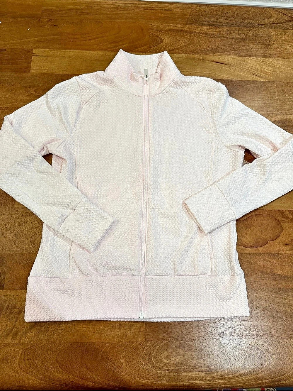 adidas Textured Full-Zip Pale Pink Performance Running Jacket Women - Size Small